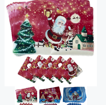 Set de 6 individuales mas portavaso navideño