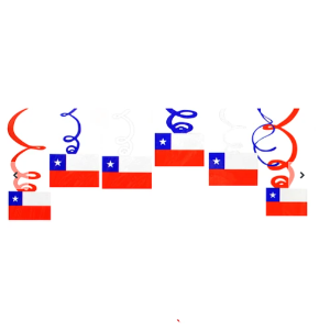 Espirales colgantes bandera de chile fiestas patrias