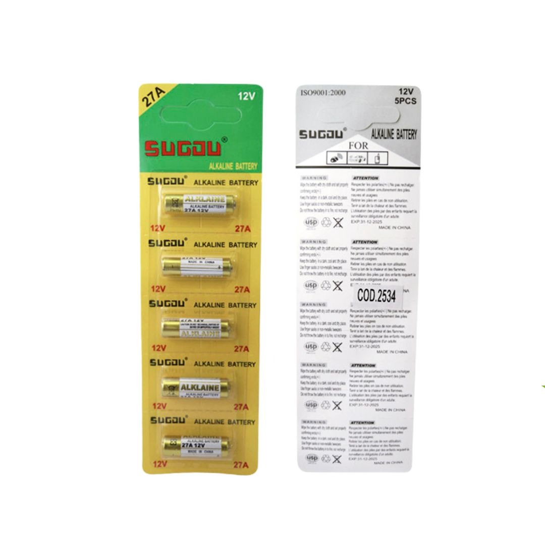 Pack de 5 Pilas Alkaline 27A – 12V. Marca Sugou